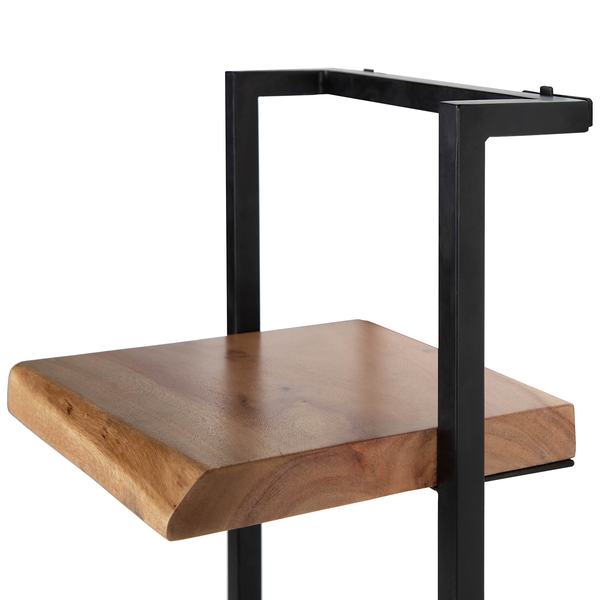 Wandregal Kaawo II - Akazie massiv / Metall - Akazie / Schwarz - Höhe: 65 cm