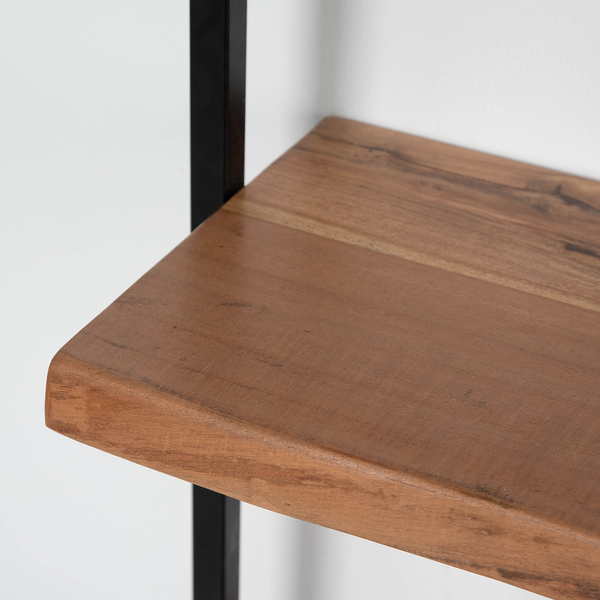 Wandregal Kaawo II - Akazie massiv / Metall - Akazie / Schwarz - Höhe: 65 cm