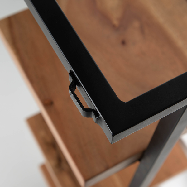 Wandregal Kaawo II - Akazie massiv / Metall - Akazie / Schwarz - Höhe: 65 cm