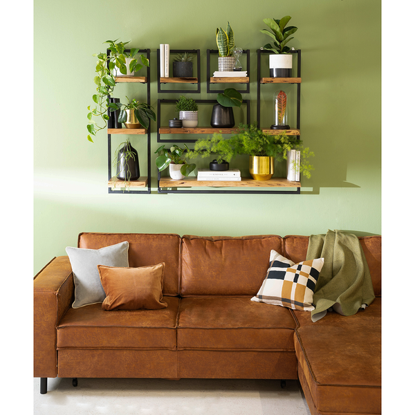 Wandregal Kaawo II - Akazie massiv / Metall - Akazie / Schwarz - Höhe: 65 cm