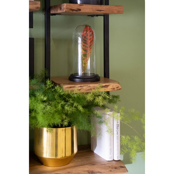 Wandregal Kaawo II - Akazie massiv / Metall - Akazie / Schwarz - Höhe: 65 cm