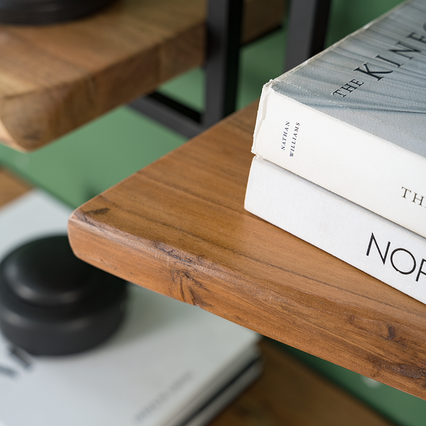 Wandregal Kaawo II - Akazie massiv / Metall - Akazie / Schwarz - Höhe: 65 cm