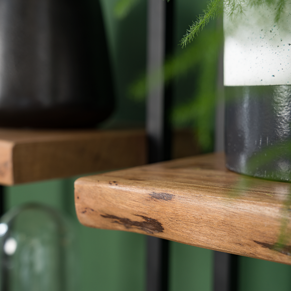 Wandregal Kaawo II - Akazie massiv / Metall - Akazie / Schwarz - Höhe: 65 cm