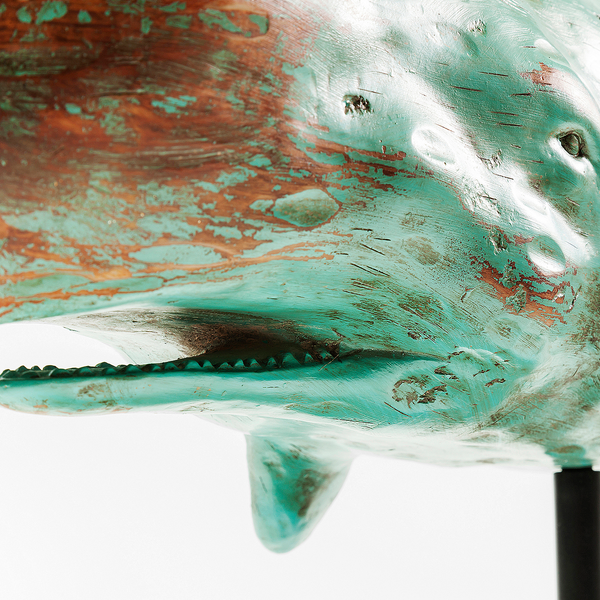 Deko Figur Whale Base - Blau - Metall / Stein