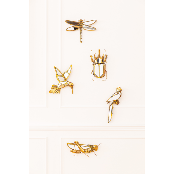 Wandschmuck Hummingbird Mirror - Gold - Glas / Stein