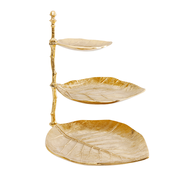 Deko Etagere Leaf Gold - Gold - Metall