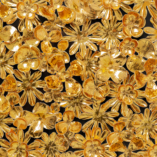 Deko Rahmen Gold Flower - Gold - Holzwerkstoff / Textil - 80 x 80 cm
