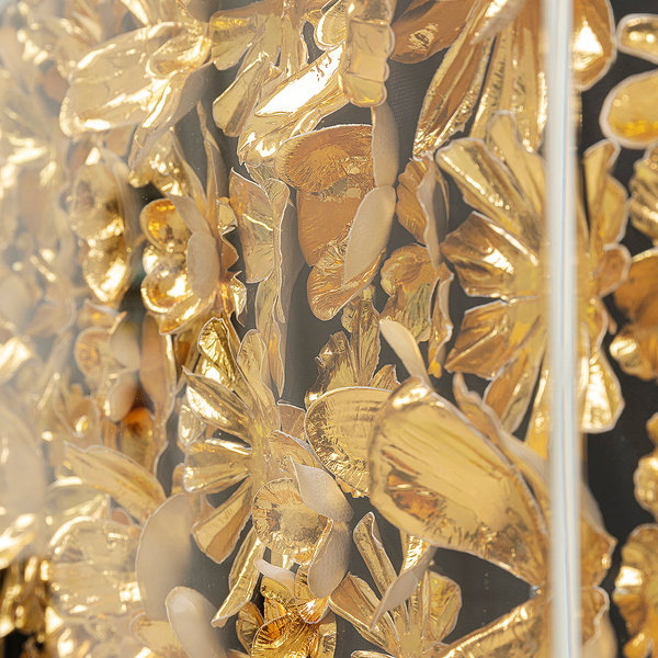 Deko Rahmen Gold Flower - Gold - Holzwerkstoff / Textil - 80 x 80 cm