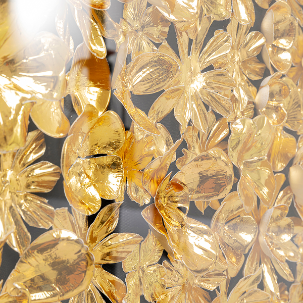Deko Rahmen Gold Flower - Gold - Holzwerkstoff / Textil - 80 x 80 cm