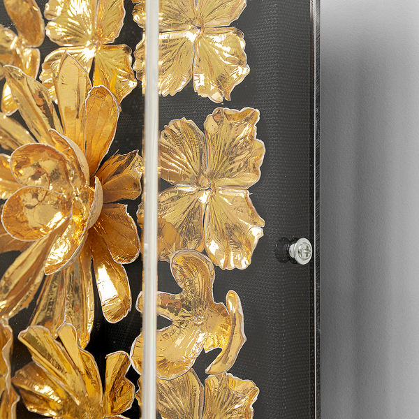 Deko Rahmen Gold Flower - Gold - Holzwerkstoff / Textil - 80 x 80 cm