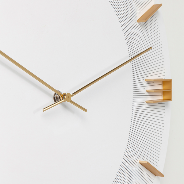 Wanduhr Leonardo - Weiß / Gold - Metall / Holzwerkstoff / Kunststoff - Weiß / Gold