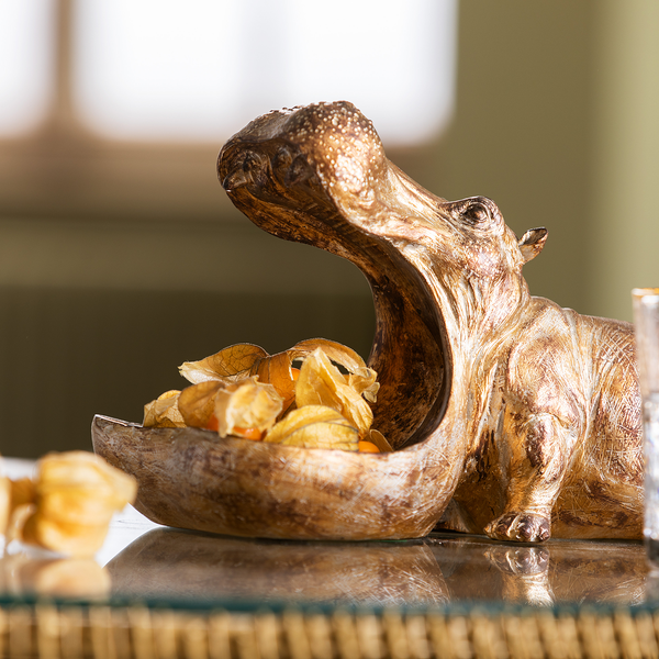 Deko Figur Hungry Hippo - Braun - Stein