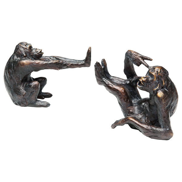 Buchstütze Monkey (2-teilig) - Schwarz - Stein