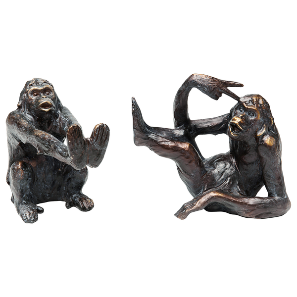 Buchstütze Monkey (2-teilig) - Schwarz - Stein