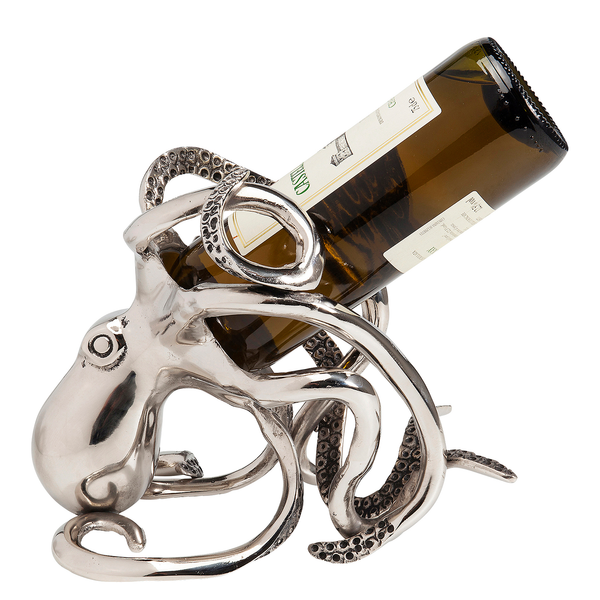 Flaschenhalter Octopus - Silber - Metall