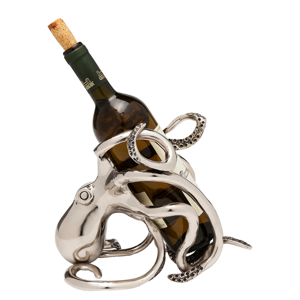 Flaschenhalter Octopus - Silber - Metall