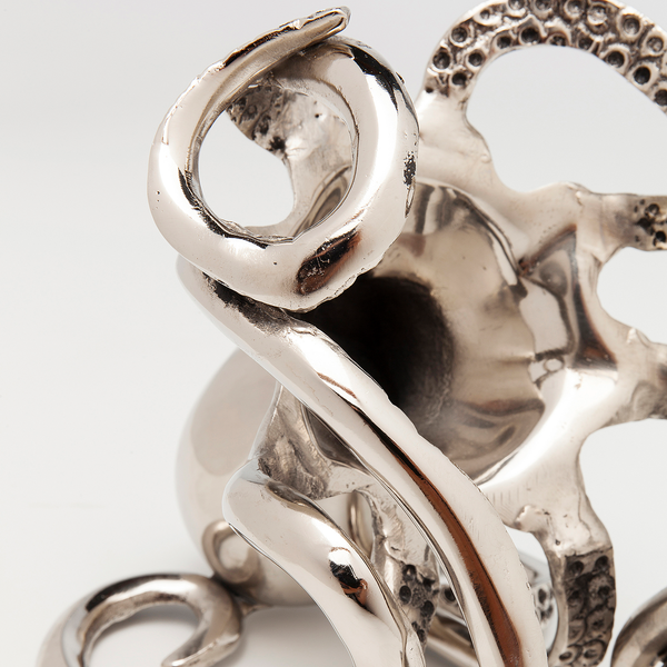 Flaschenhalter Octopus - Silber - Metall