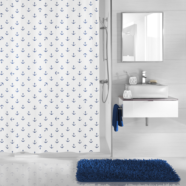 Duschvorhang  Anchor - Polyester - Dunkelblau - 240 x 180 cm