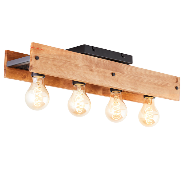 Deckenleuchte Calandra II - Kiefer teilmassiv / Eisen - 4-flammig