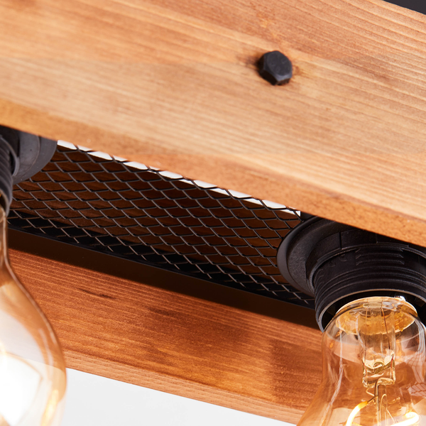 Deckenleuchte Calandra II - Kiefer teilmassiv / Eisen - 4-flammig