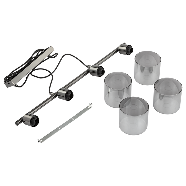 Pendelleuchte KOLIND 4-flammig - Metall Grau glänzend / Rauchglas