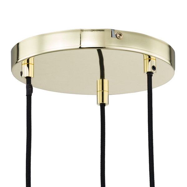 Pendelleuchte KOLIND 3-flammig - Metall Gold glänzend / Glas Bernsteinfarben