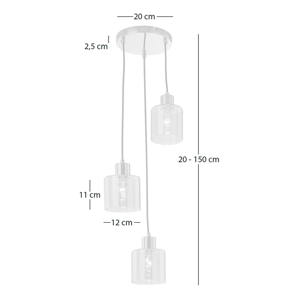Pendelleuchte KOLIND 3-flammig - Metall Gold glänzend / Glas Bernsteinfarben