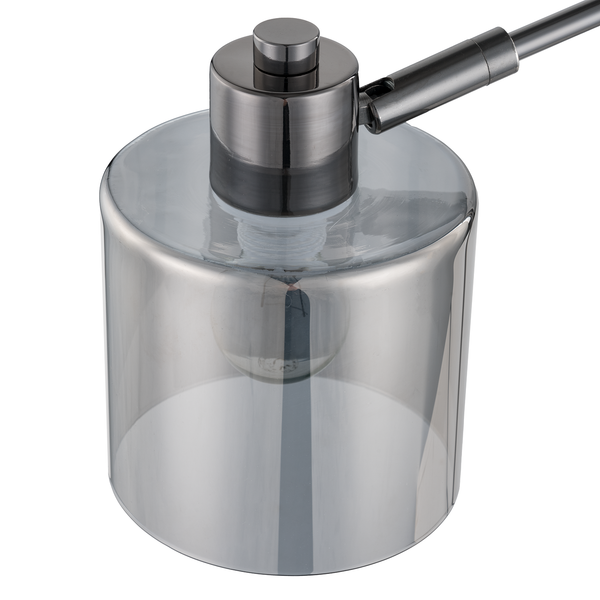 Tischleuchte KOLIND - Metall Grau glänzend / Rauchglas