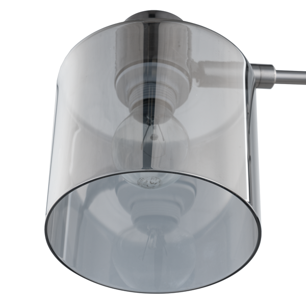 Tischleuchte KOLIND - Metall Grau glänzend / Rauchglas