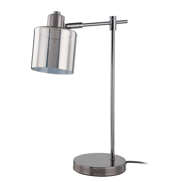 Tischleuchte KOLIND - Metall Grau glänzend / Rauchglas