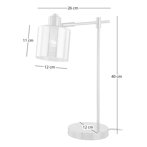 Tischleuchte KOLIND - Metall Grau glänzend / Rauchglas