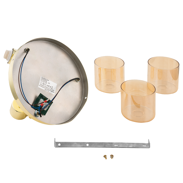 Deckenleuchte KOLIND 3-flammig - Metall Gold glänzend / Glas Bernsteinfarben