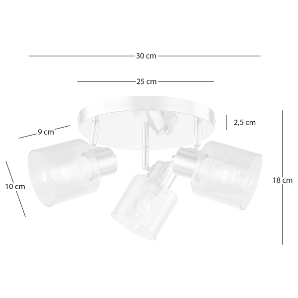 Deckenleuchte KOLIND 3-flammig - Metall Gold glänzend / Glas Bernsteinfarben
