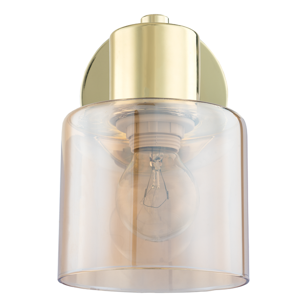 Wandleuchte KOLIND - Metall Gold glänzend / Glas Bernsteinfarben