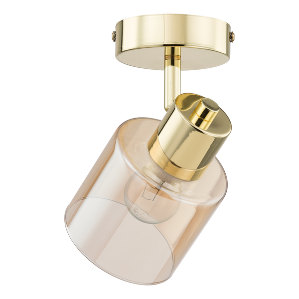 Wandleuchte KOLIND - Metall Gold glänzend / Glas Bernsteinfarben