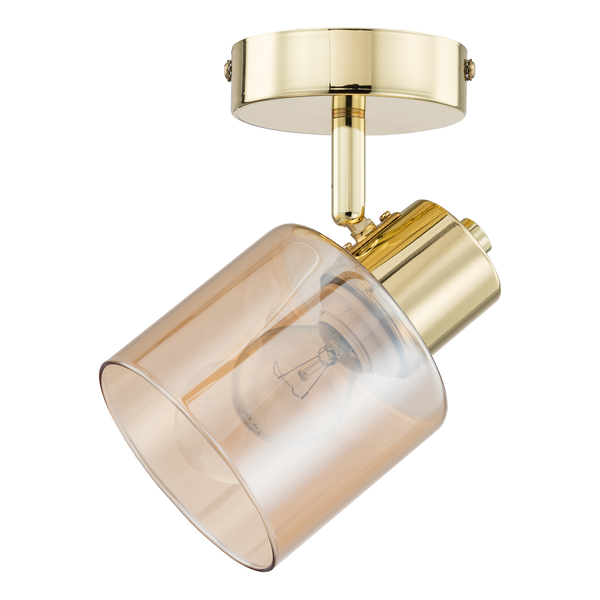 Wandleuchte KOLIND - Metall Gold glänzend / Glas Bernsteinfarben