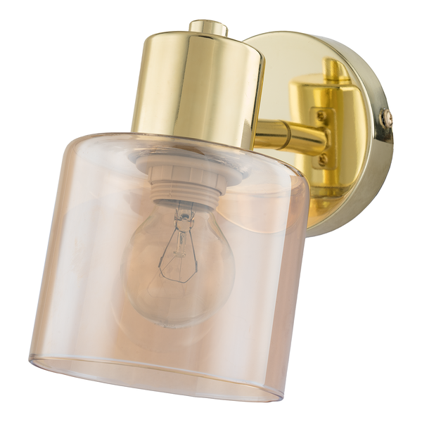 Wandleuchte KOLIND - Metall Gold glänzend / Glas Bernsteinfarben