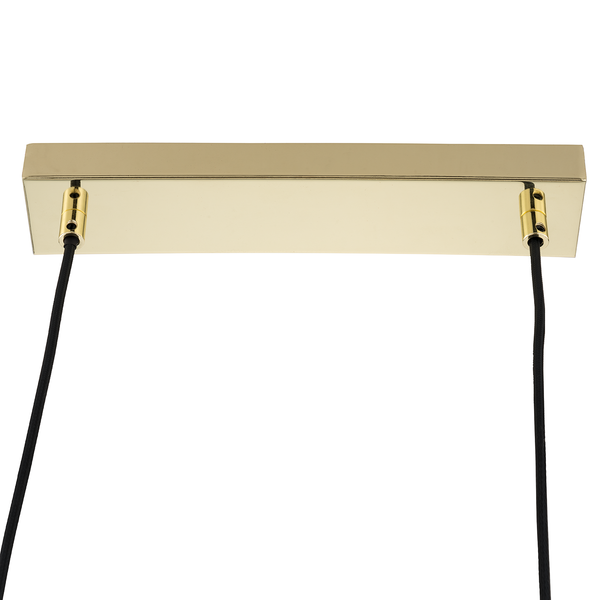 Pendelleuchte KOLIND 4-flammig - Metall Gold glänzend / Glas Bernsteinfarben