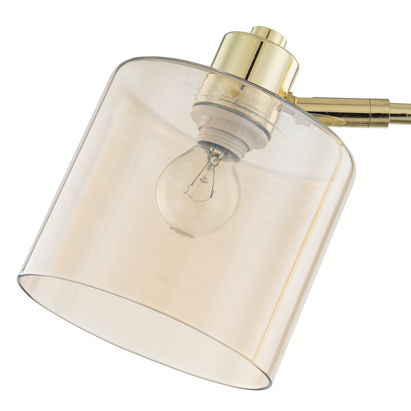 Stehleuchte KOLIND 1-flammig - Metall Gold glänzend / Glas Bernsteinfarben