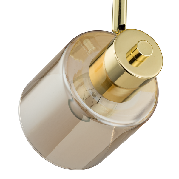 Deckenleuchte KOLIND 2-flammig - Metall Gold glänzend / Glas Bernsteinfarben