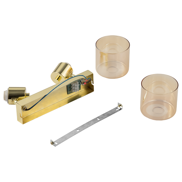 Deckenleuchte KOLIND 2-flammig - Metall Gold glänzend / Glas Bernsteinfarben