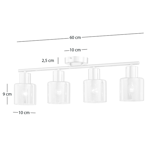 Deckenleuchte KOLIND 4-flammig - Metall Gold glänzend / Glas Bernsteinfarben