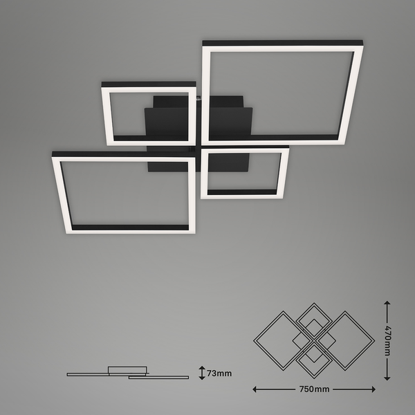 LED-Deckenleuchte Frame V - Polycarbonat / Eisen - 1-flammig