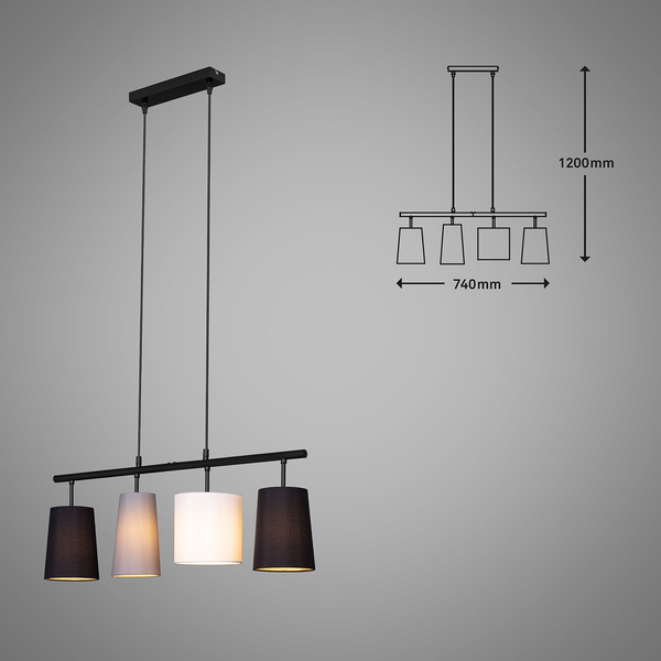 Pendelleuchte Shades I - Baumwollstoff / Eisen - 4-flammig