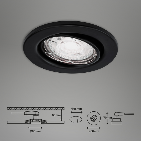 LED-Einbauleuchte Sten V - Eisen - 3-flammig