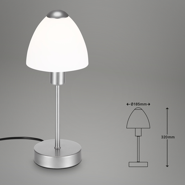 Tischleuchte Manino - Opalglas / Eisen - 1-flammig - Silber