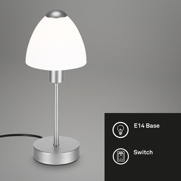 Tischleuchte Manino - Opalglas / Eisen - 1-flammig - Silber