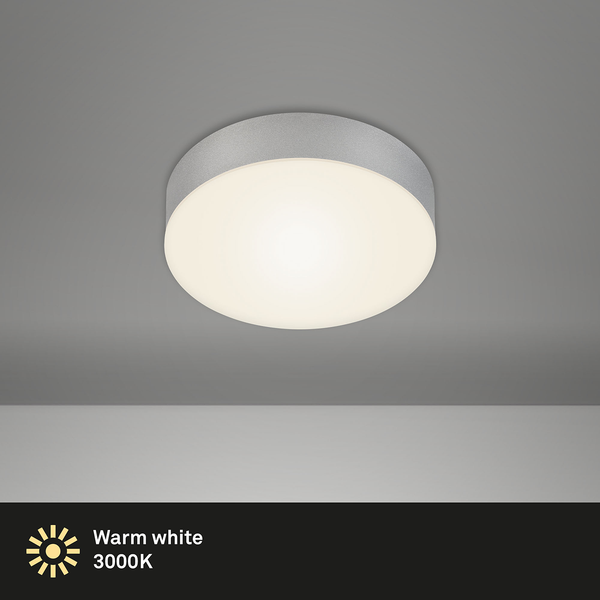 LED-Deckenleuchte Flame I - Polycarbonat / Eisen - 1-flammig - Silber - Durchmesser: 16 cm