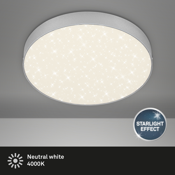 LED-Deckenleuchte Flame Star I - Polycarbonat / Eisen - 1-flammig - Silber - Durchmesser: 29 cm