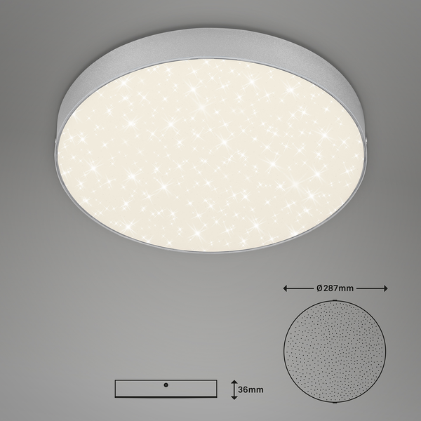 LED-Deckenleuchte Flame Star I - Polycarbonat / Eisen - 1-flammig - Silber - Durchmesser: 29 cm